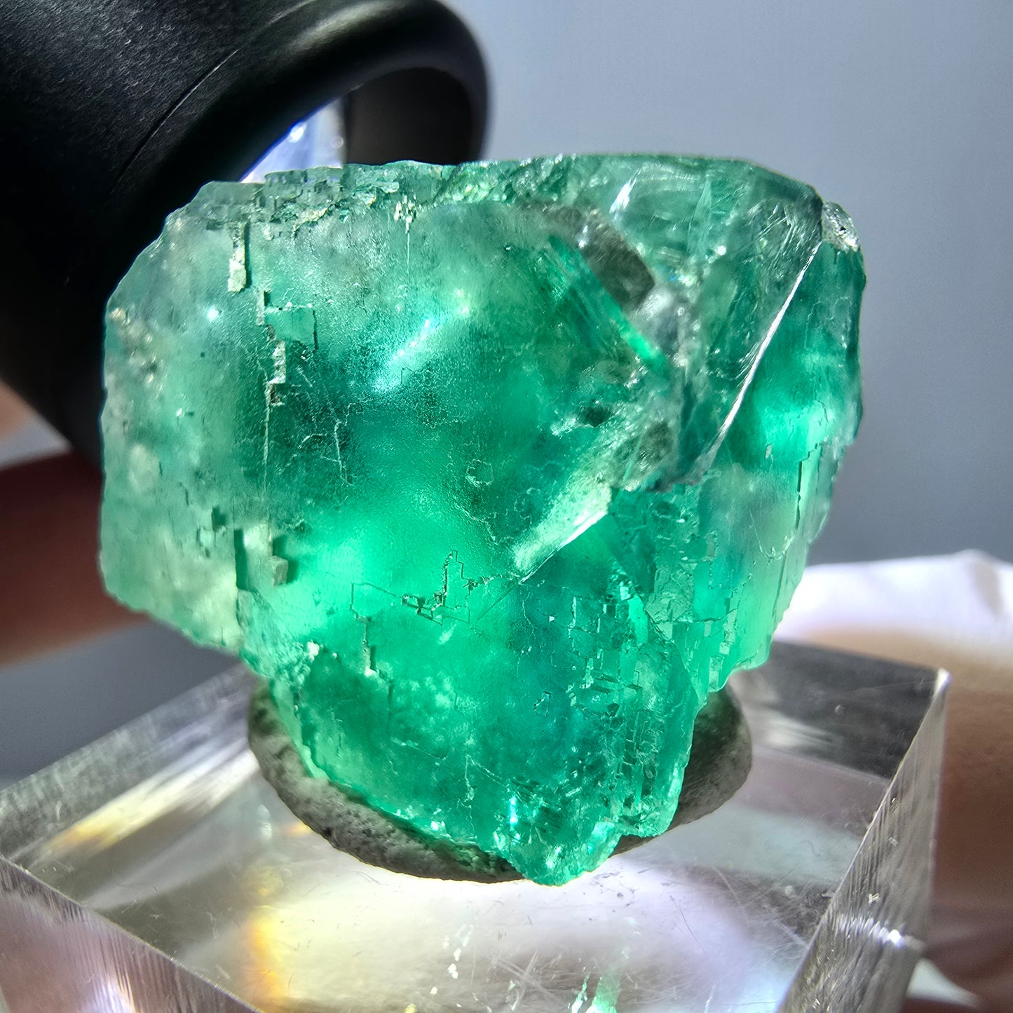 Phantom Fluorit Würfel Stufe, grün parkettiert Okorusu, Namibia 27*24*22mm