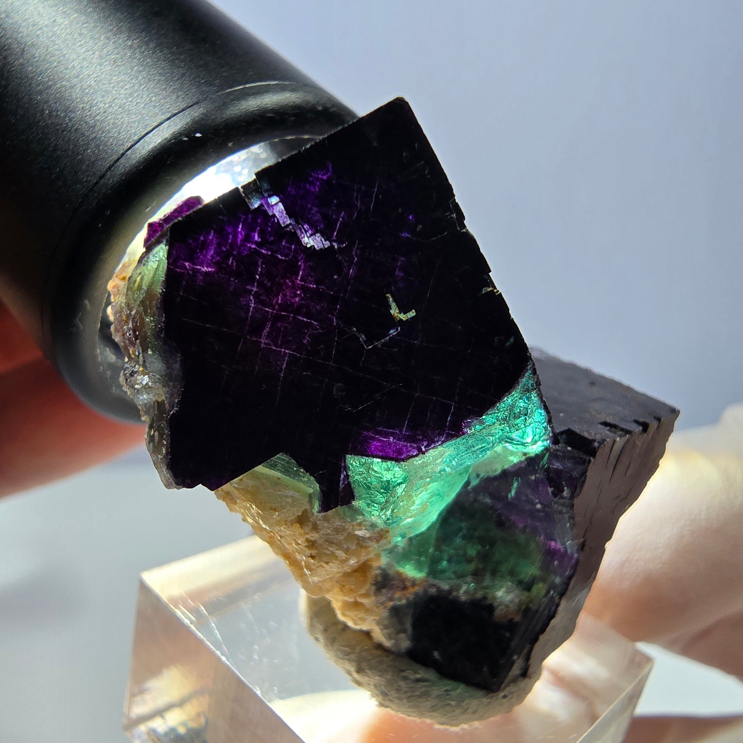 Phantom Fluorit Würfel Stufe grün lila zonal 11:11 Angel Pocket, Namibia 42*31*26mm