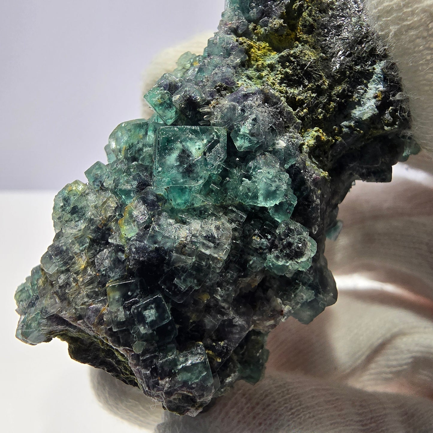 Cube de fluorite fantôme zonal, spécimen de tourmaline Schorl, Erongo, Namibie, 72 x 33 x 31 mm