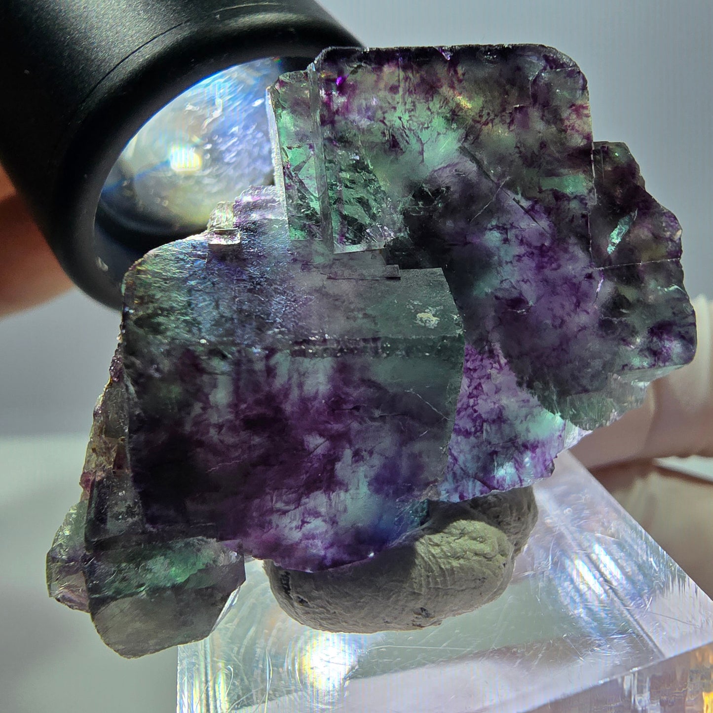 Seltene Fluorit Würfel Stufe, grün lila Okorusu, Namibia 42*30*16mm