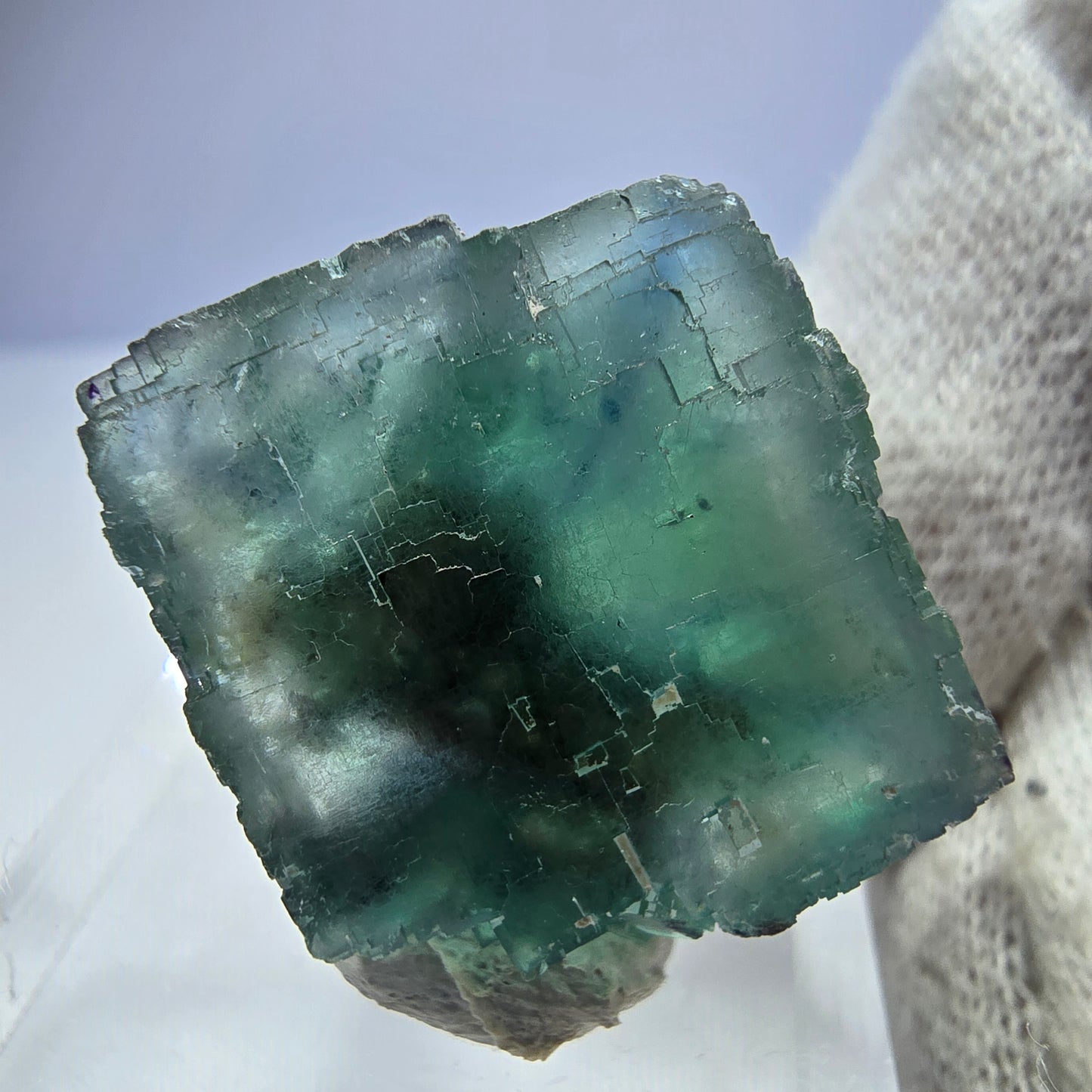 Klarer Phantom Fluorit Würfel parkettiert grün türkis Okorusu Namibia 26*24*16mm
