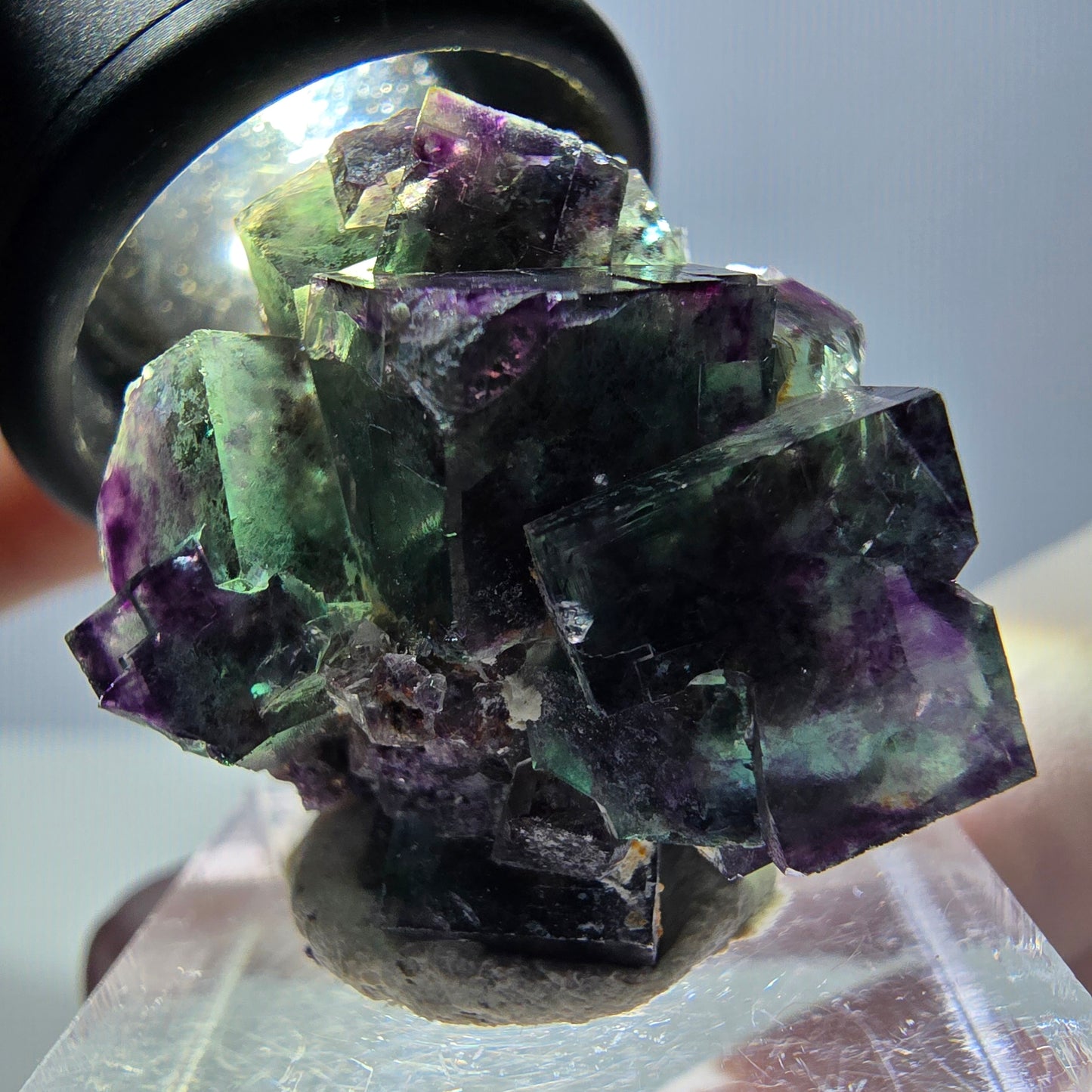 Phantom Fluorit Würfel Stufe, grün lila Okorusu, Namibia 28*25*16mm