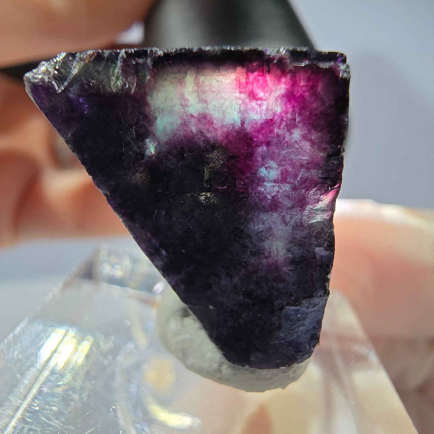 Rare cube de fluorite fantôme parqueté vert violet Okorusu Namibie 22*22*19mm