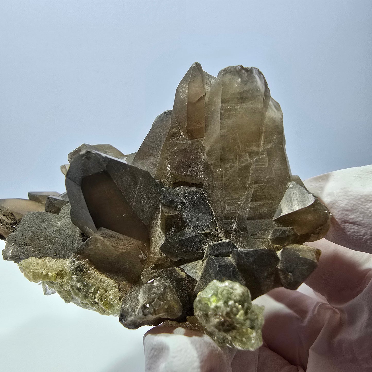 Seltene Hyalit Opal, Rauchquarz, Schörl Turmalin Stufe Erongo, Namibia 83*54*39mm