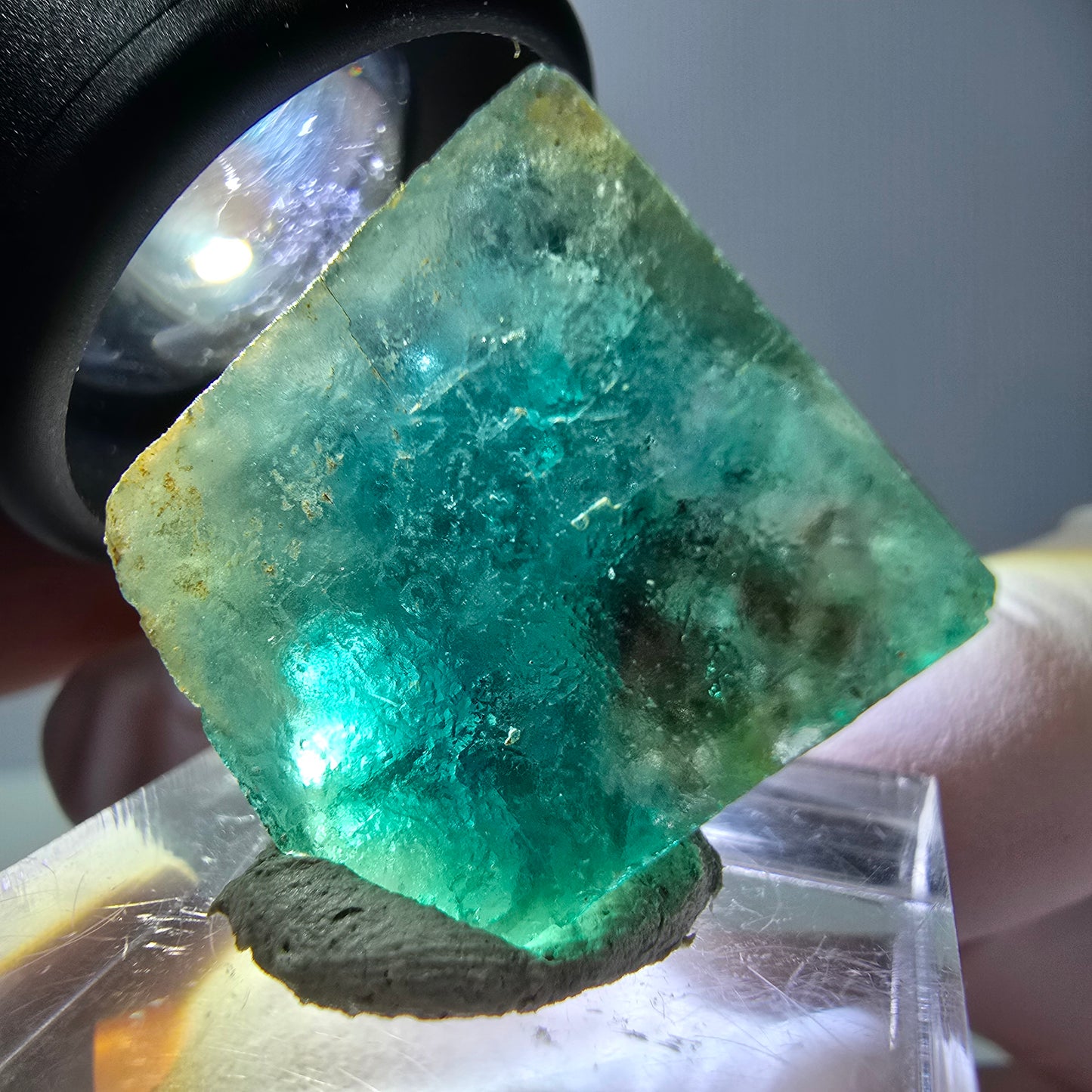 Klarer Phantom Fluorit Würfel parkettiert, grün Okorusu, Namibia 20*19*10mm