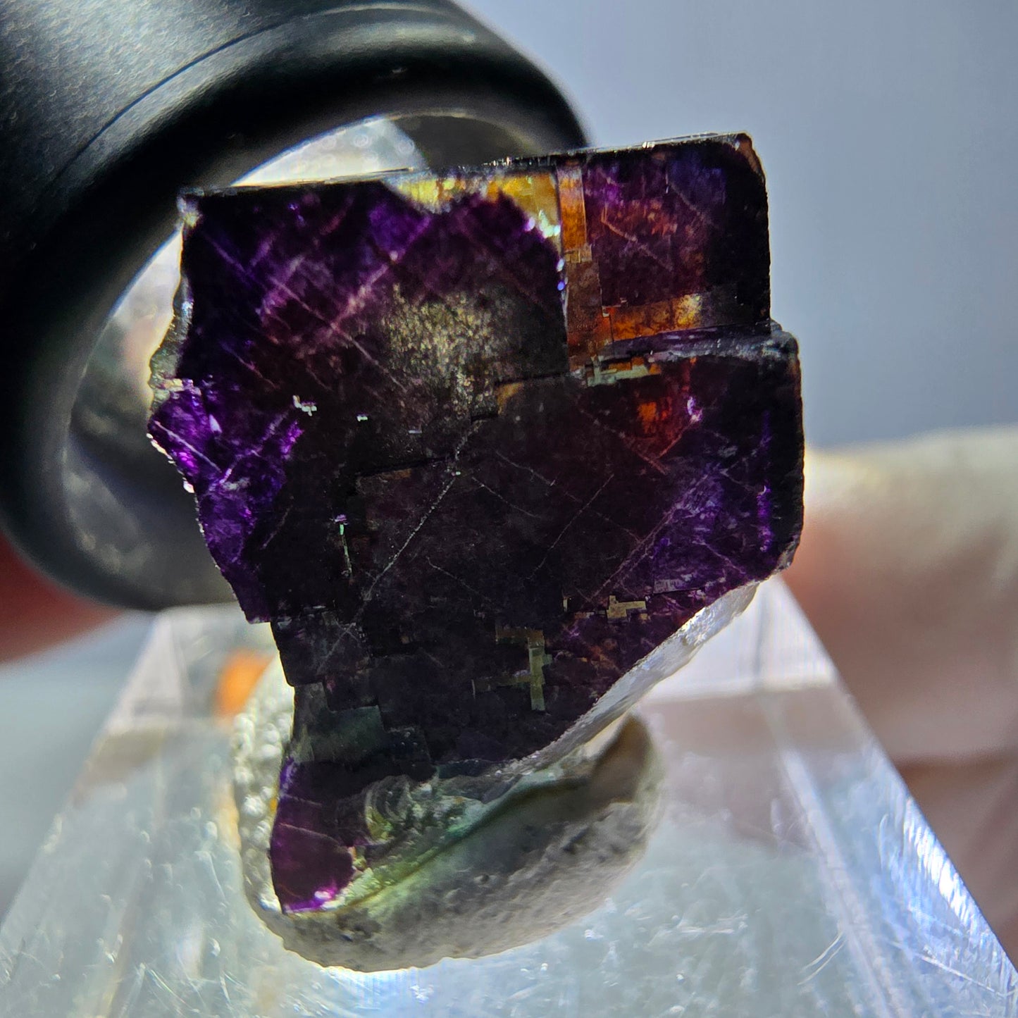 Phantom Fluorit Würfel Stufe grün lila zonal 11:11 Angel Pocket, Namibia 21*18*15mm