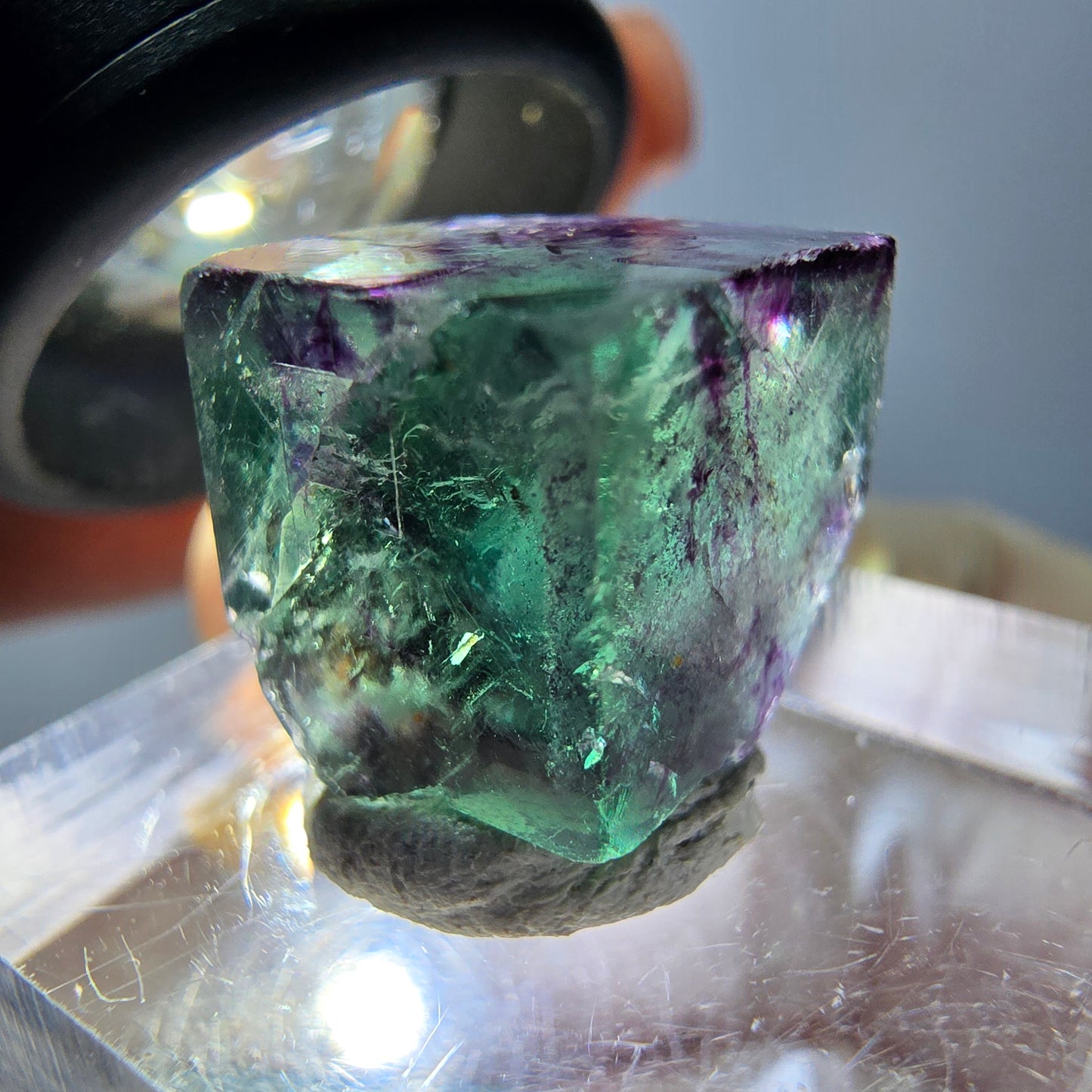 Phantom Fluorit Würfel Stufe, parkettiert grün lila Okorusu, Namibia 14*13*12mm