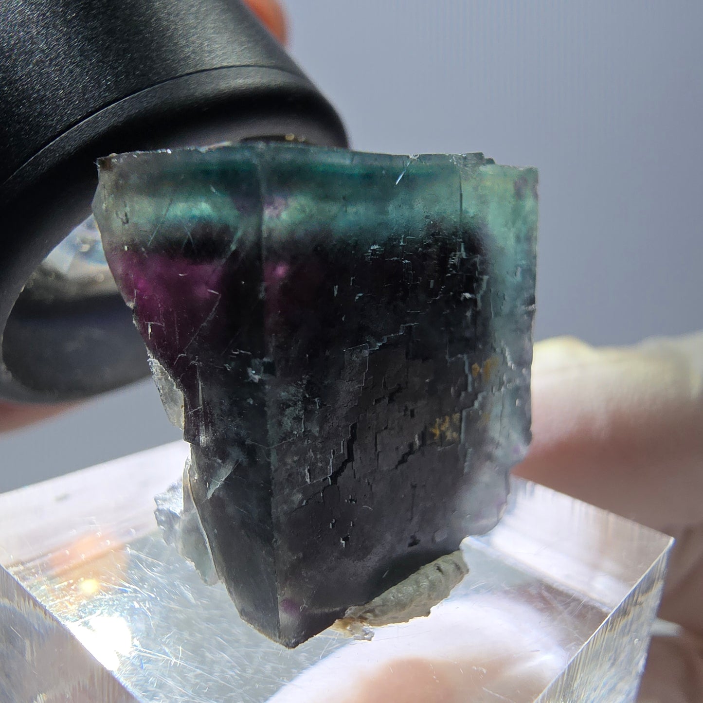 Phantom Fluorit Würfel Stufe, parkettiert grün lila Okorusu, Namibia 20*20*15mm