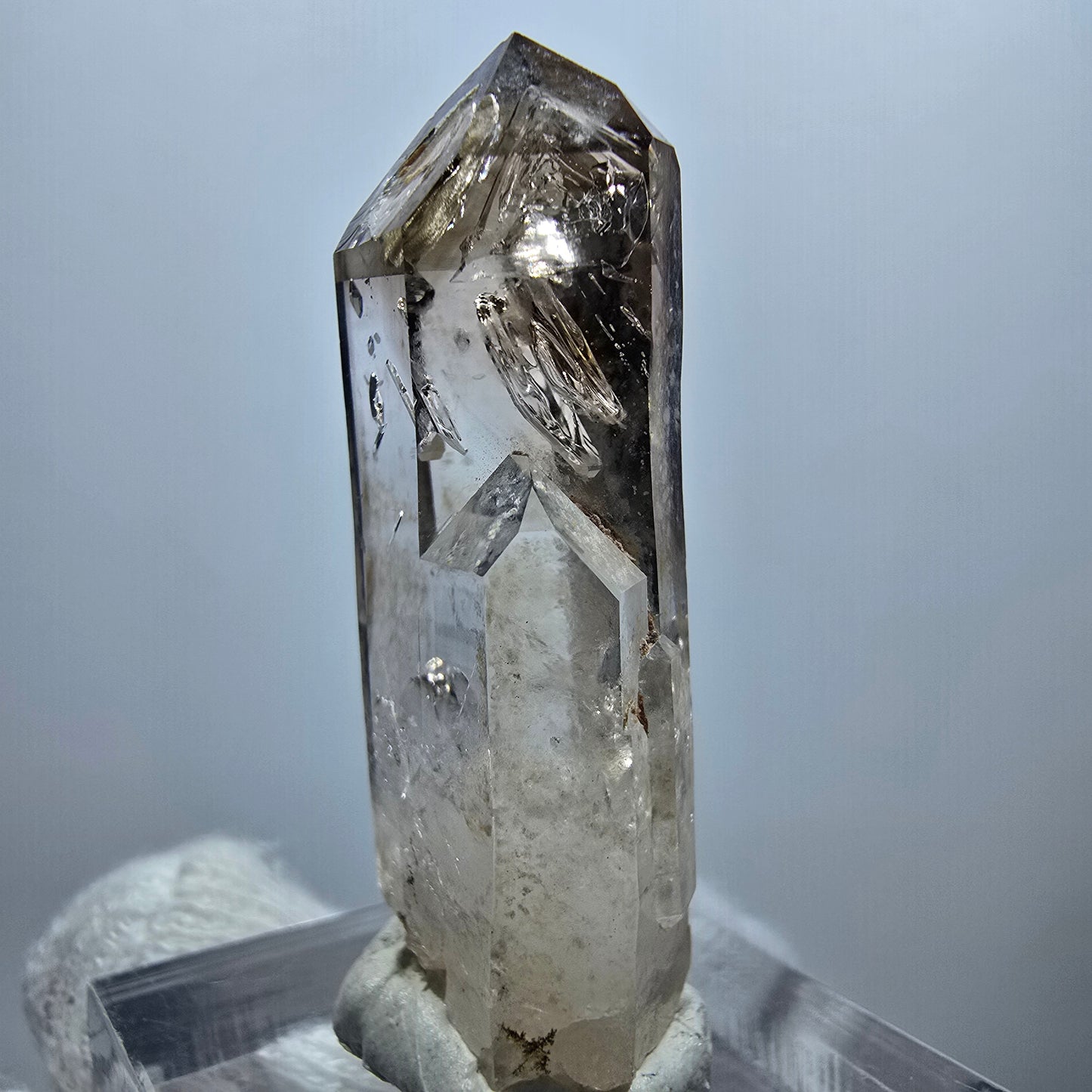 Pointe de quartz fumé fantôme Enhydro, 1x Bubble Goboboseb, Namibie 40 x 15 x 10 mm