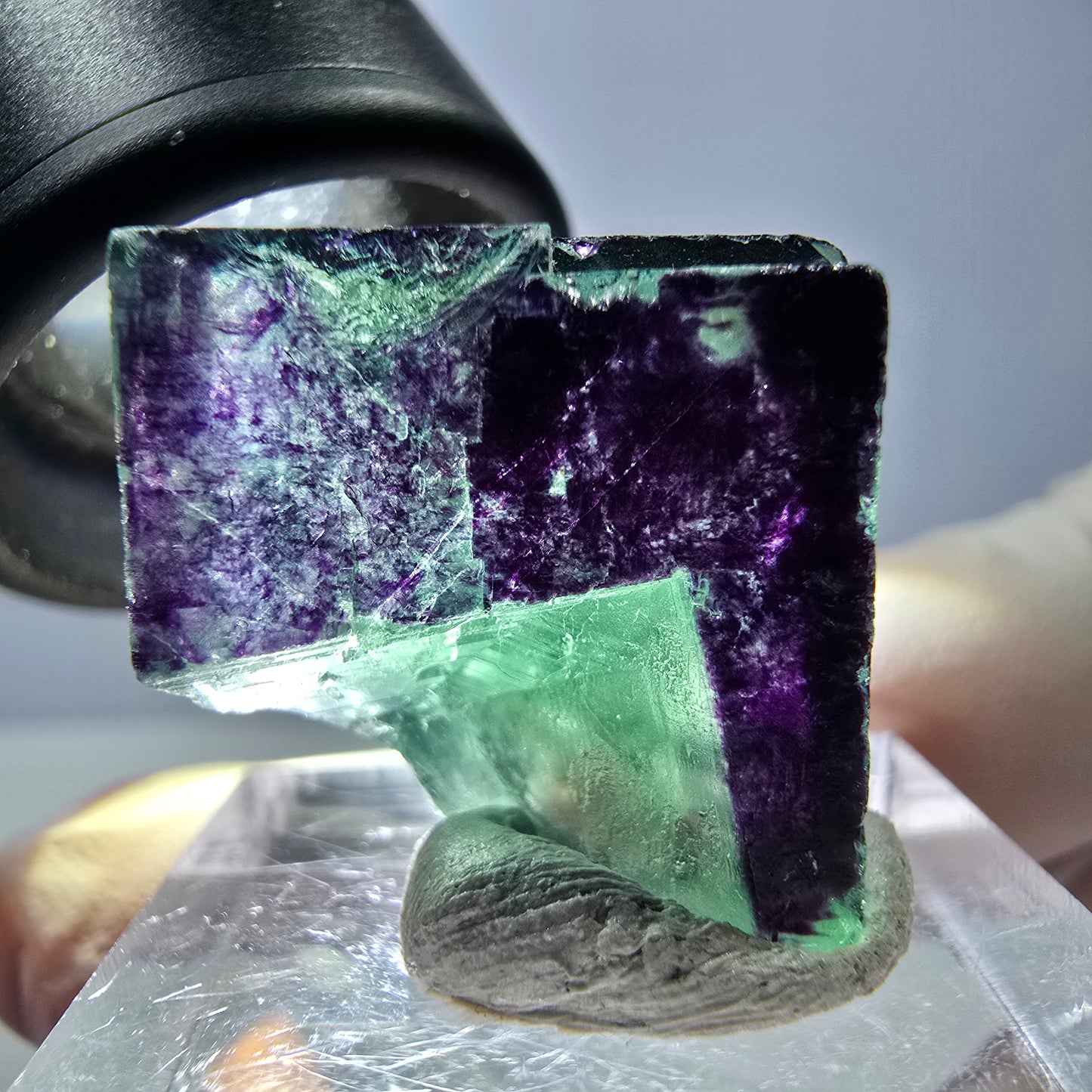 Phantom Fluorit Würfel Stufe grün lila zonal 11:11 Angel Pocket, Namibia 19*19*19mm