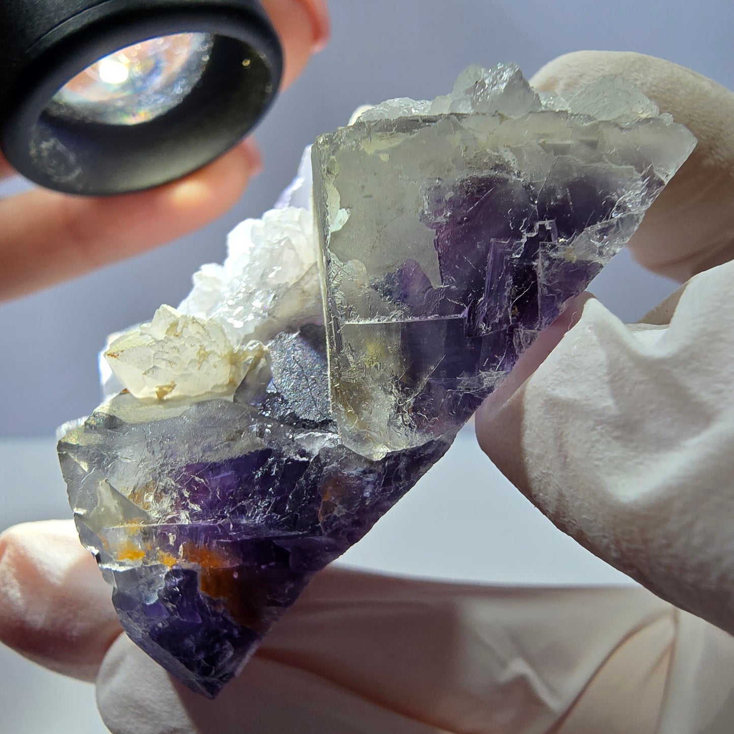 Rare cube de fluorite fantôme, spécimen de quartz violet Okorusu, Namibie, 53 x 42 x 24 mm