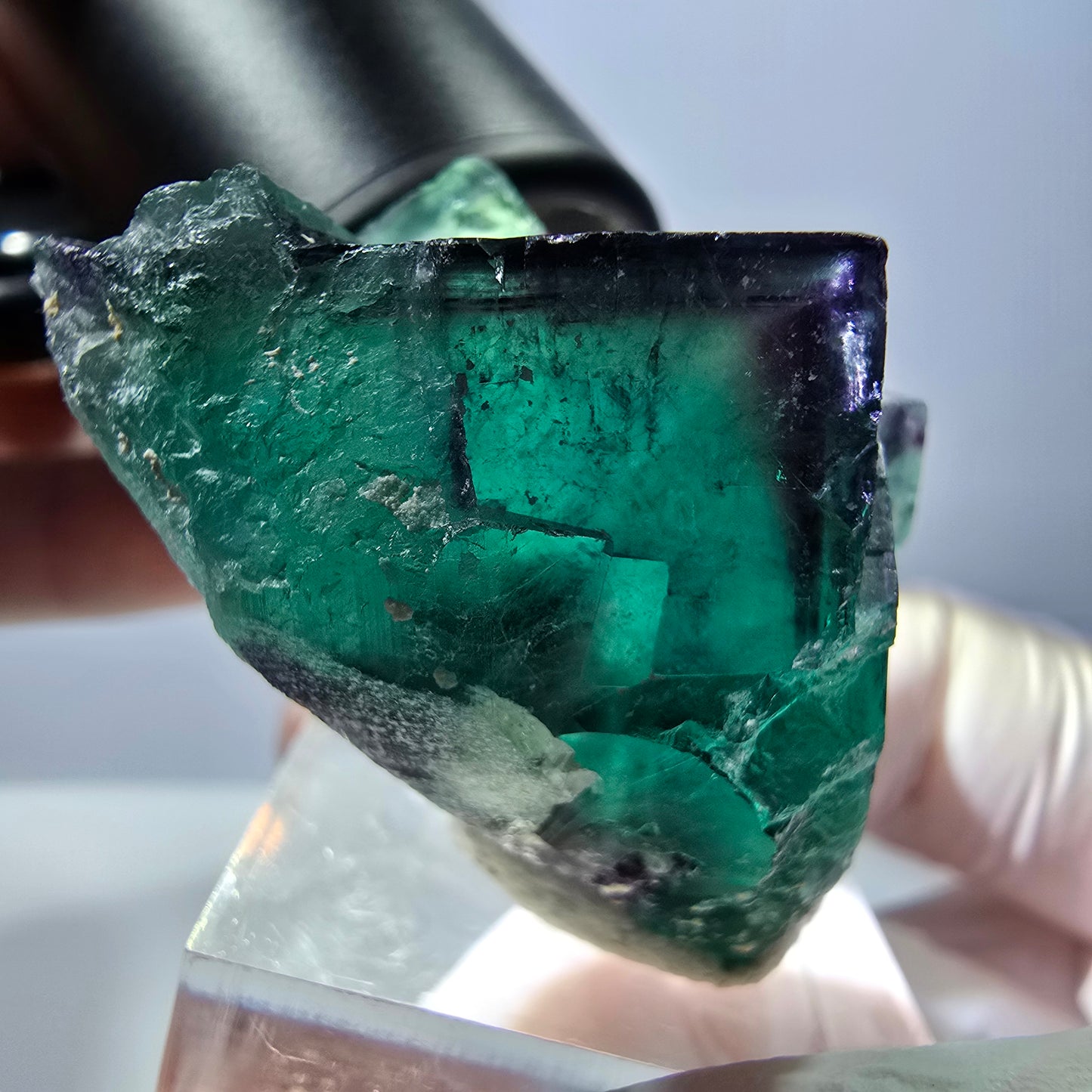 Phantom Fluorit Würfel Stufe, parkettiert grün lila Okorusu, Namibia 42*32*23mm