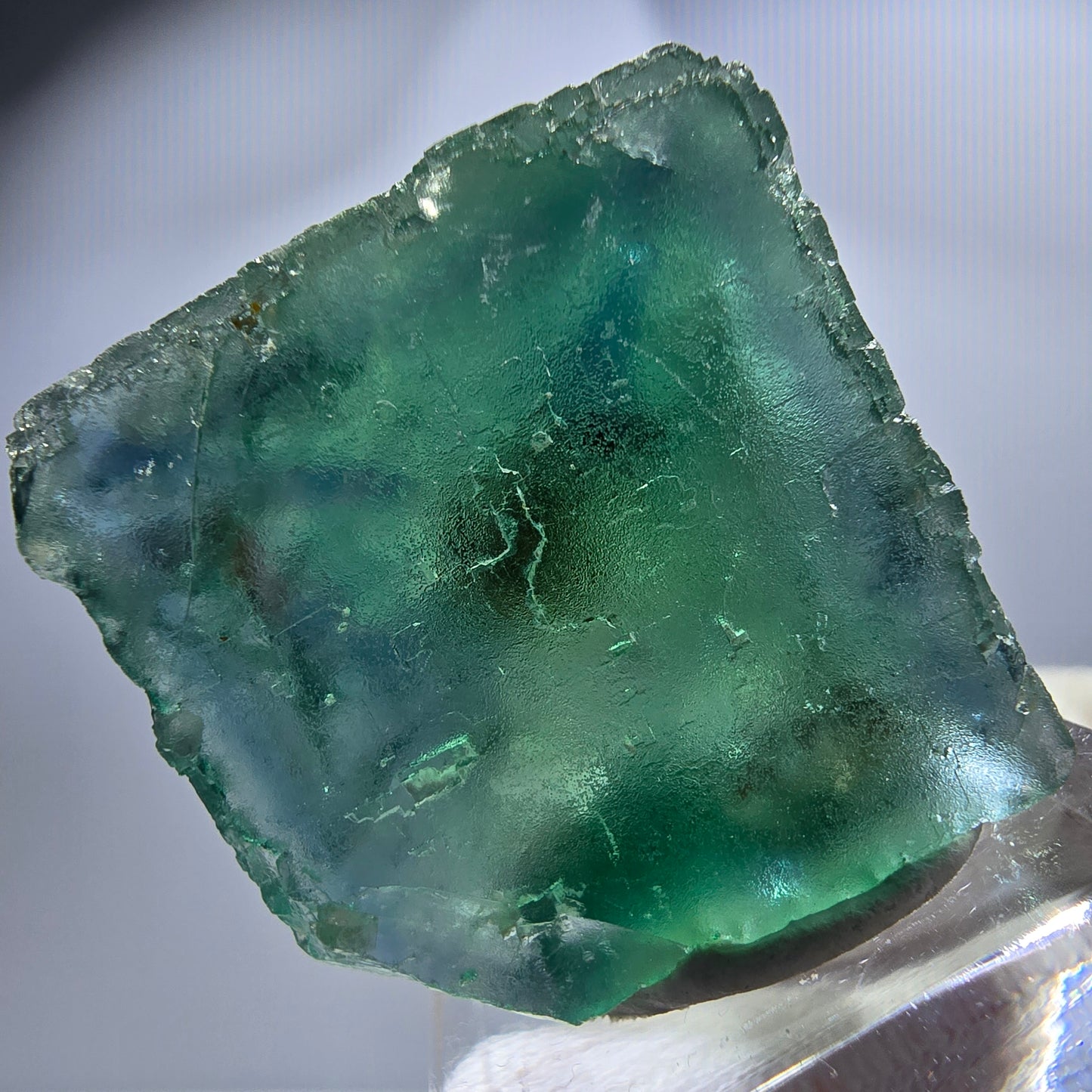 Cube de fluorite fantôme, vert turquoise parqueté, Okorusu, Namibie, 32 x 30 x 20 mm