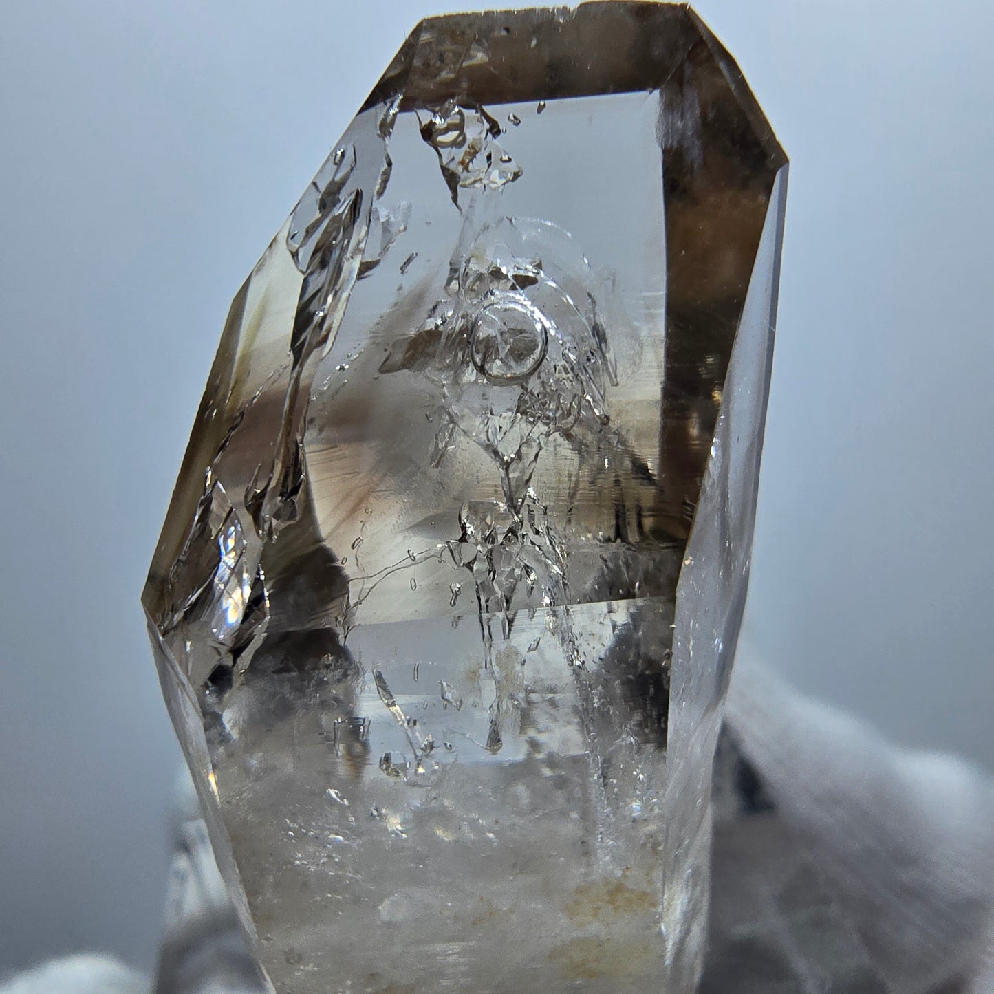 Enhydro Phantom Smoky Quartz Scepter, 1x Bubble Goboboseb, Namibia 36*18*12mm