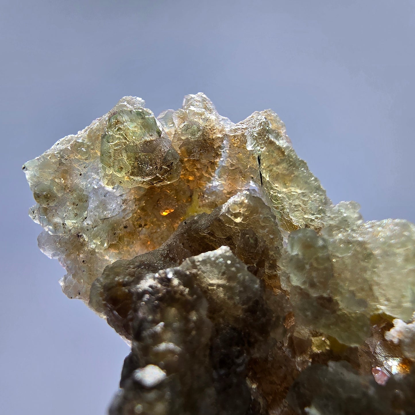 Phantom Fluorit Würfel grün braun, Muskovit Stufe Erongo, Namibia 52*37*33mm