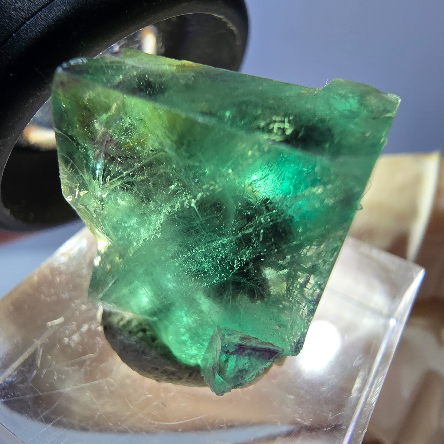 Klarer Phantom Fluorit Würfel, grün lila Okorusu, Namibia 18*16*17mm