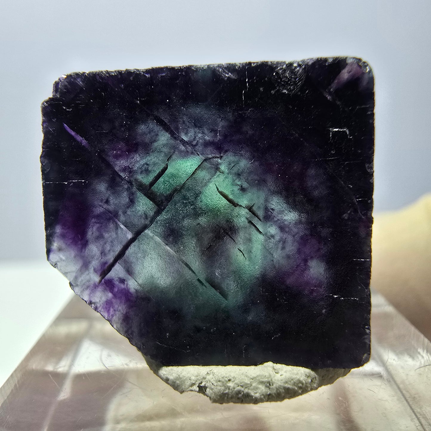 Phantom Fluorit Würfel parkettiert, grün lila Okorusu, Namibia 20*18*16mm