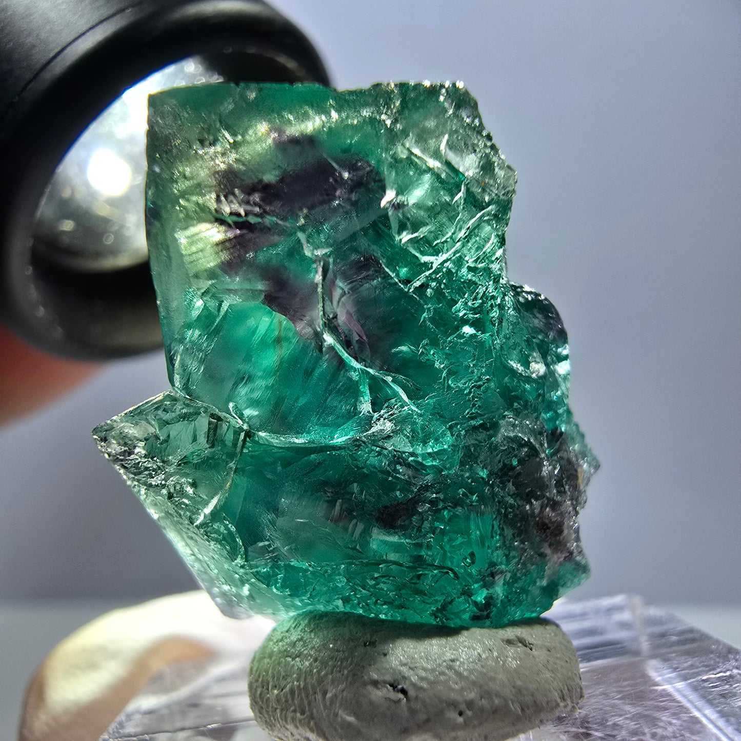 Rare spécimen de cube de fluorite, vert violet, Okorusu, Namibie, 28 x 21 x 21 mm