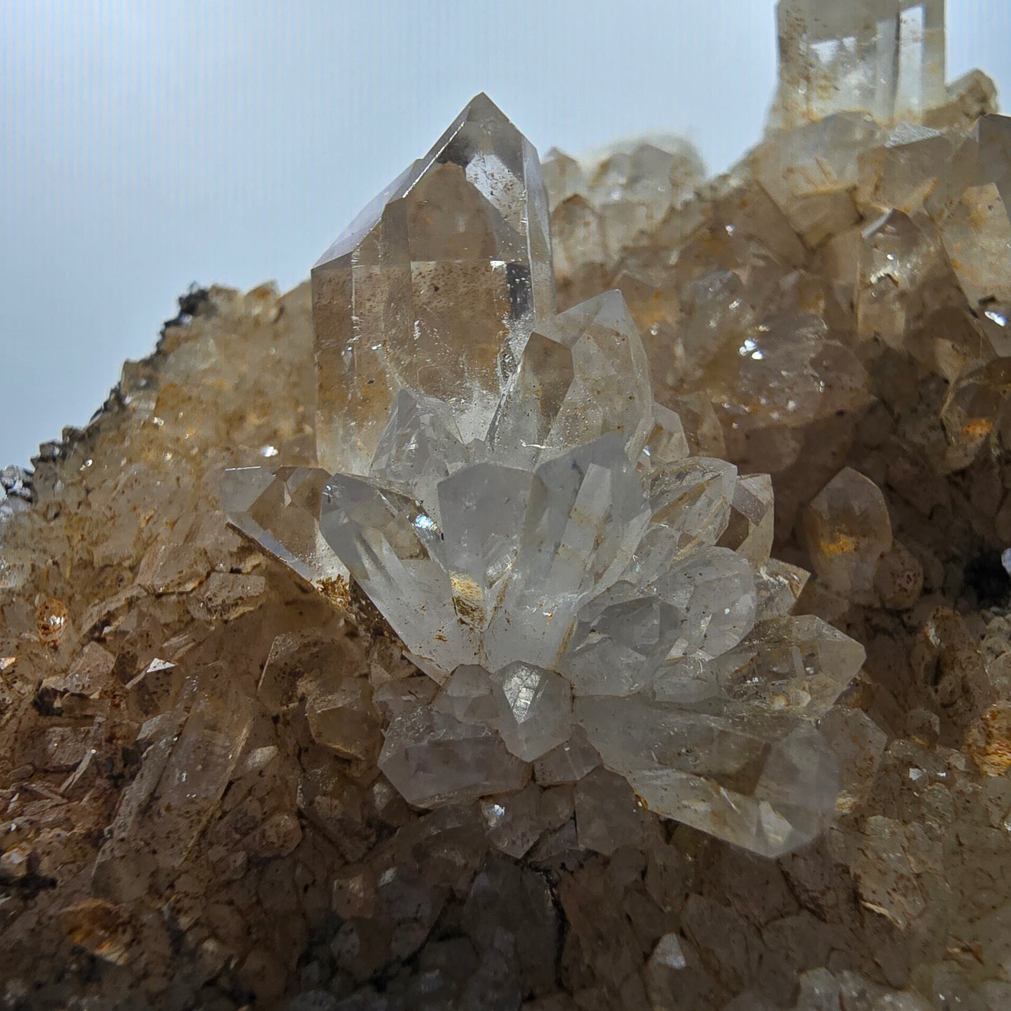 Clear smoky quartz points on matrix specimen Valentine Pocket Goboboseb Namibia 75*57*25mm