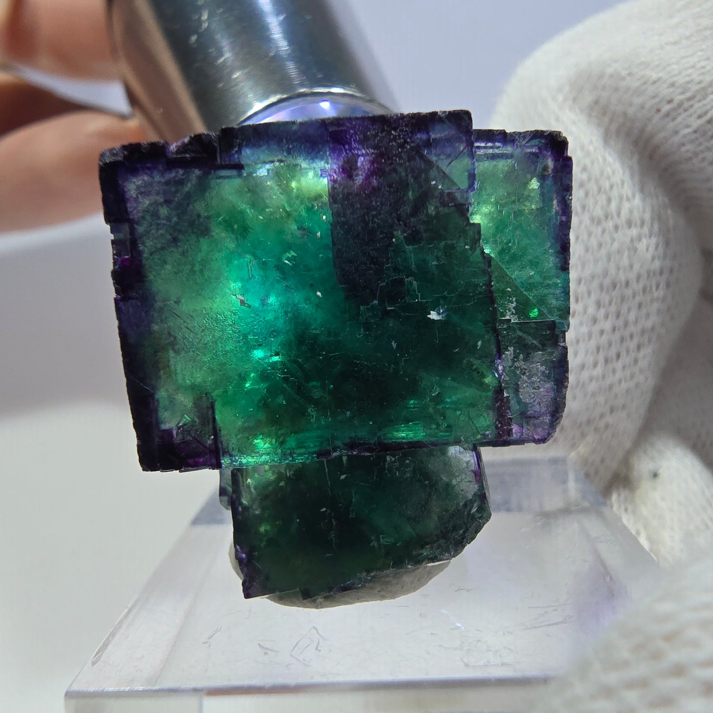 Spécimen de cube de fluorite fantôme parqueté zonal Okorusu, Namibie 28*26*14mm