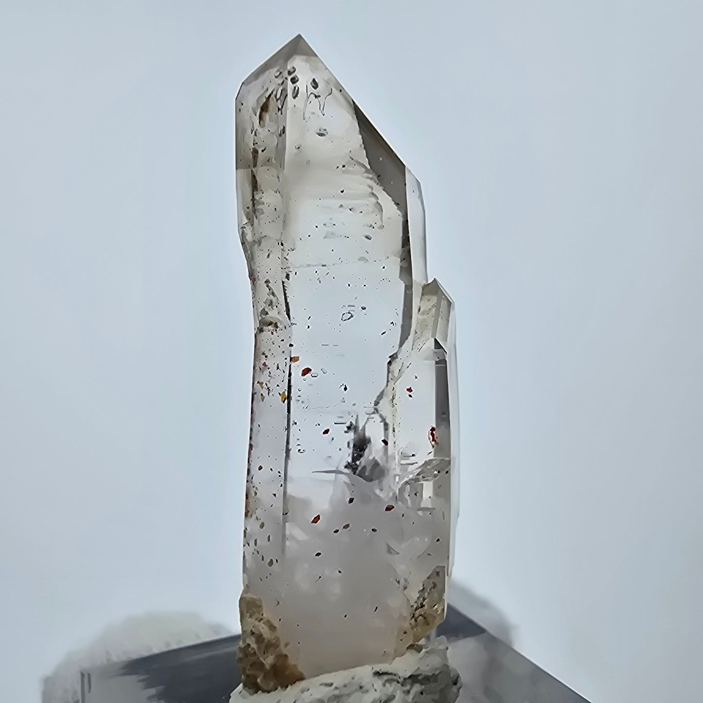 Klarer Phantom Rauchquarz Hämatit Zepter Kristall Goboboseb, Namibia 41*14*8mm
