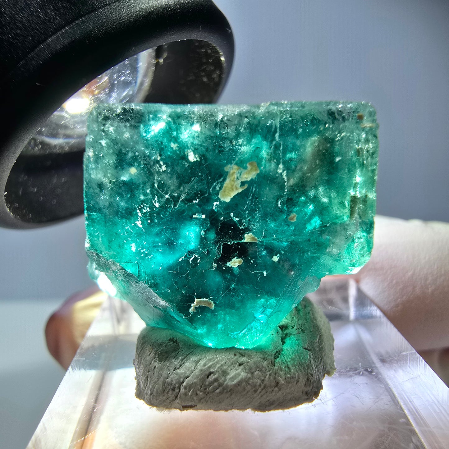 Klarer Phantom Fluorit Würfel parkettiert, grün Okorusu, Namibia 23*20*16mm