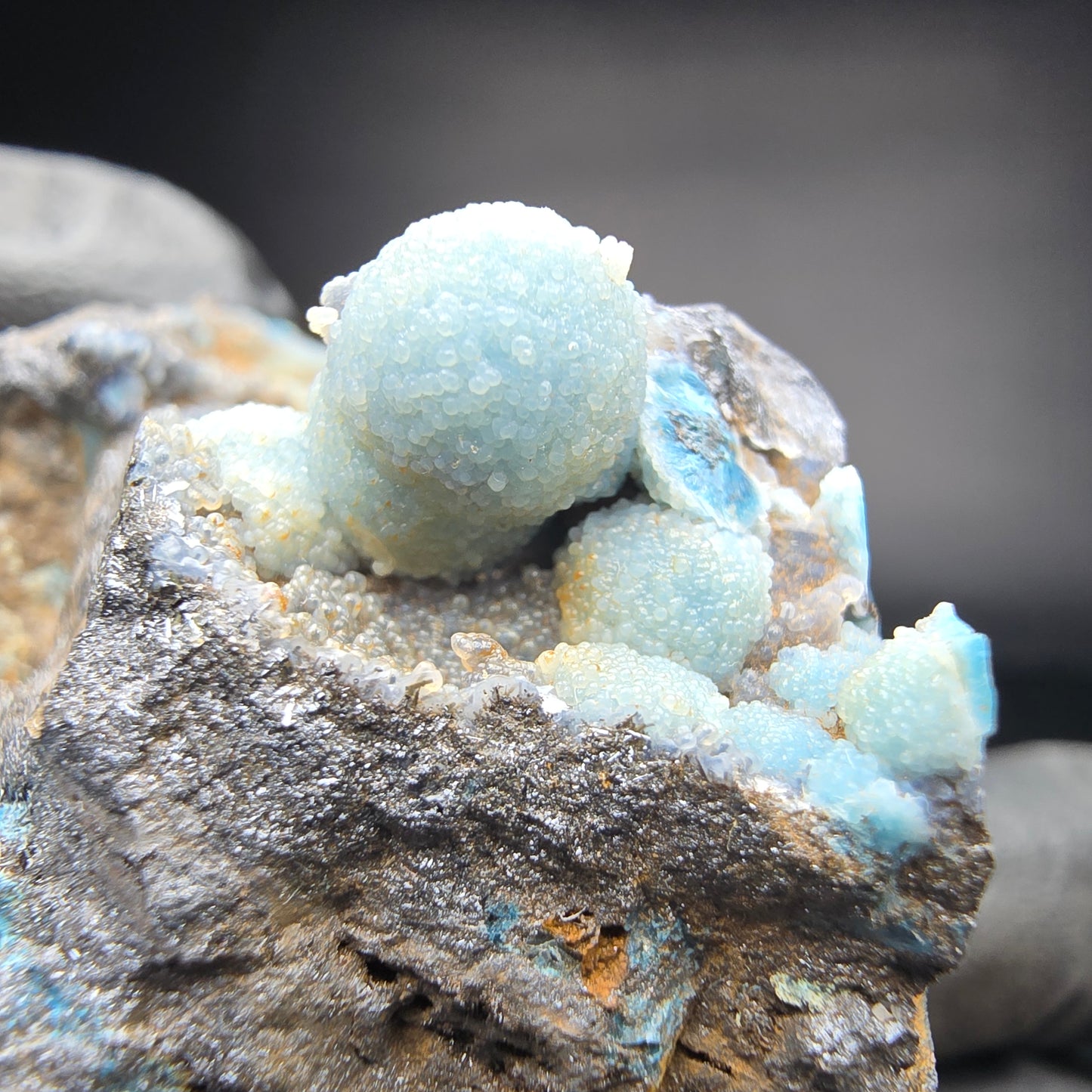 Rare Shattuckite specimen blue, sphere crystals Kaokoveld, Namibia 54*53*48mm