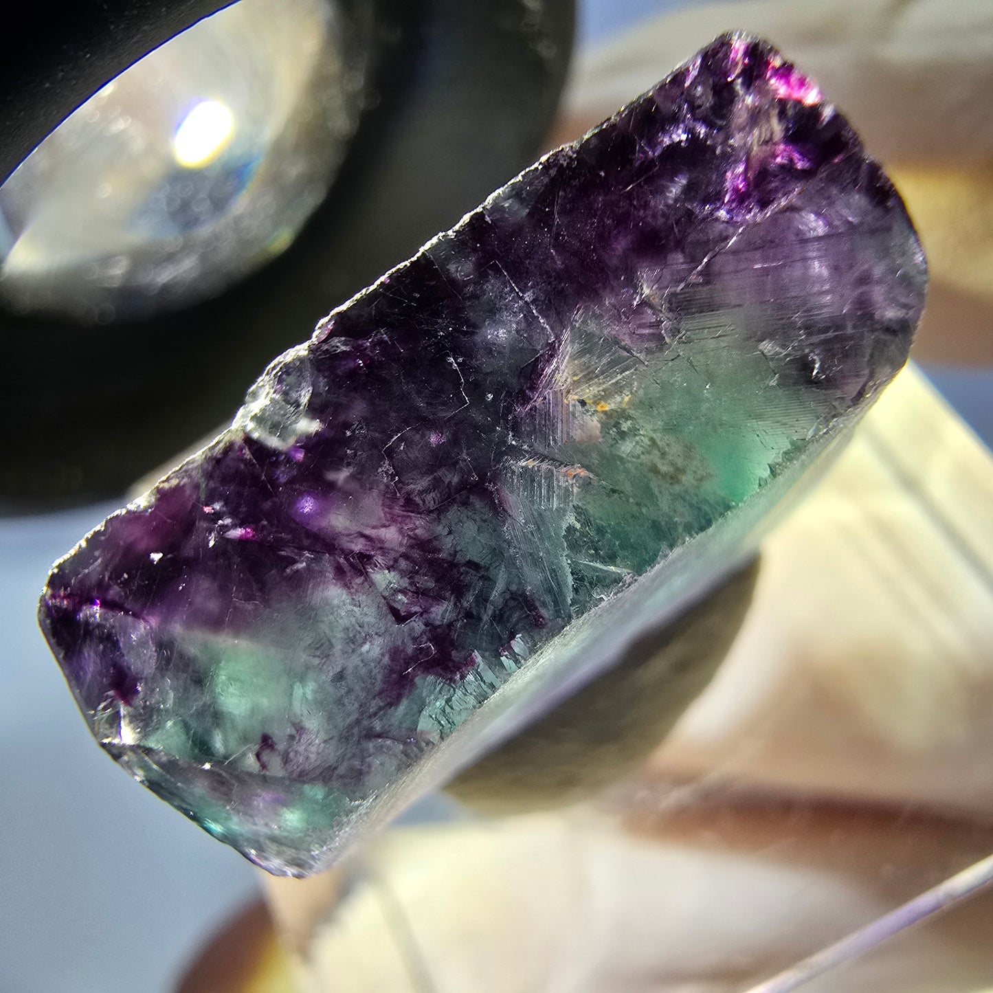 Phantom Fluorit Würfel parkettiert, grün lila Okorusu, Namibia 19*17*9mm