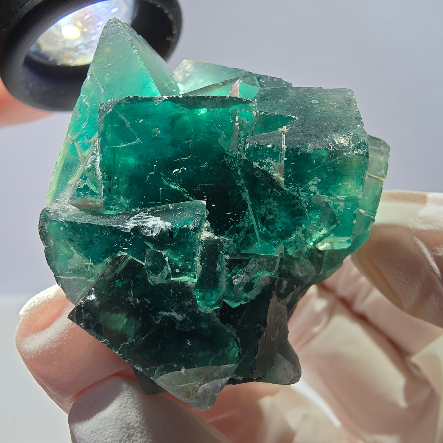 Rare spécimen de cube de fluorite fantôme, parqueté vert Okorusu, Namibie, 65 x 36 x 31 mm