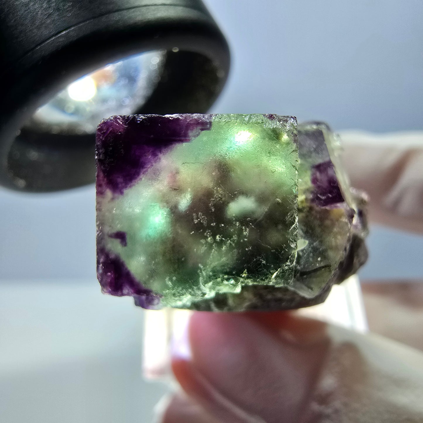 Phantom Fluorit Würfel Stufe, parkettiert, zonal Okorusu, Namibia 38*21*15mm