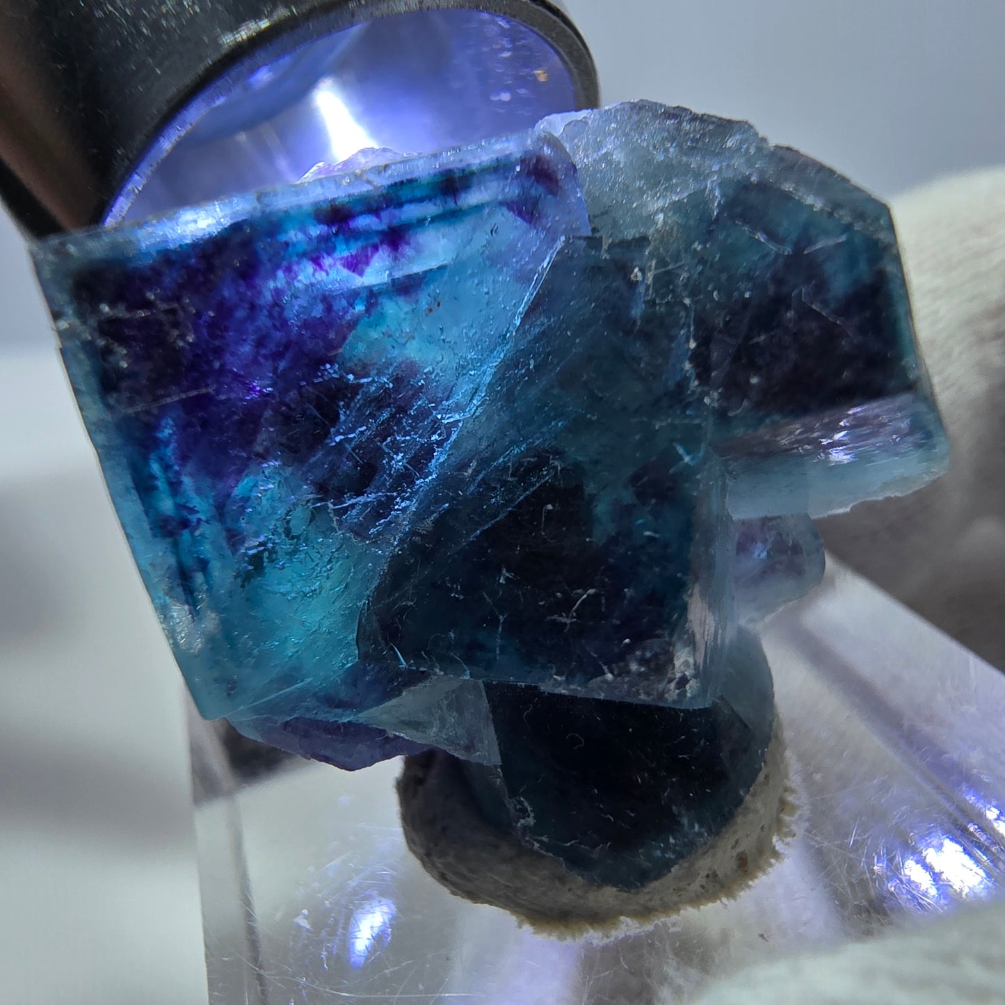 Spécimen de cube de fluorite fantôme, zonal – Nouvelle découverte ! Okorusu, Namibie, 25 x 22 x 10 mm