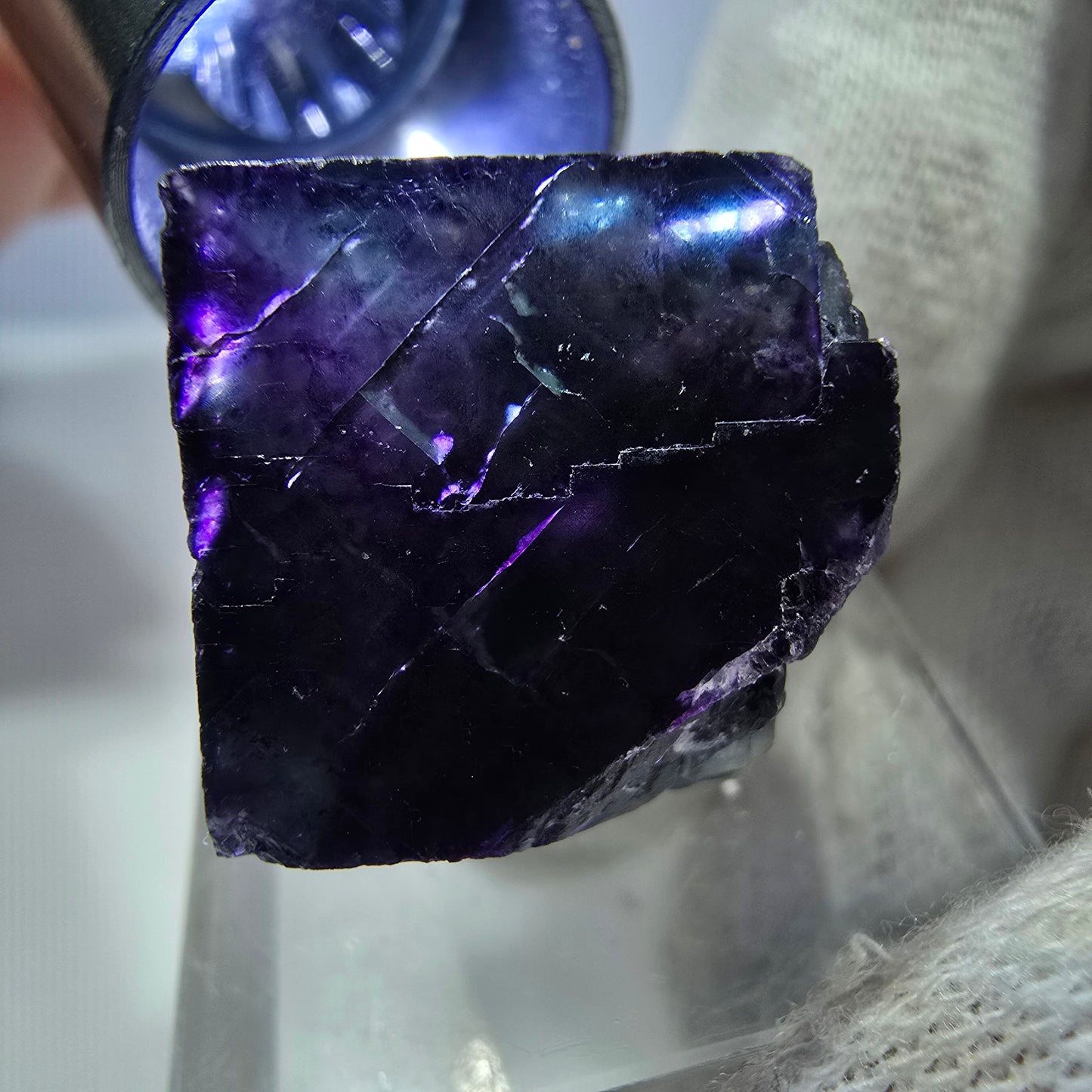 Seltener Phantom Fluorit Würfel, zonal grün lila Okorusu, Namibia 26*25*18mm