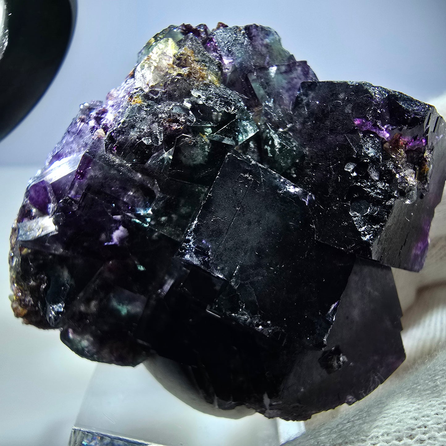 Seltene Phantom Fluorit Würfel Stufe zonal grün lila Okorusu, Namibia 60*49*23mm