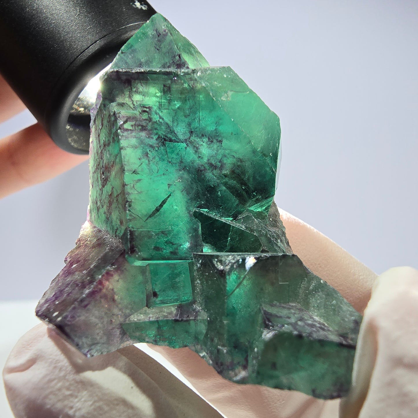 Spécimen de cube de fluorite fantôme parqueté vert violet Okorusu, Namibie 46*34*32mm