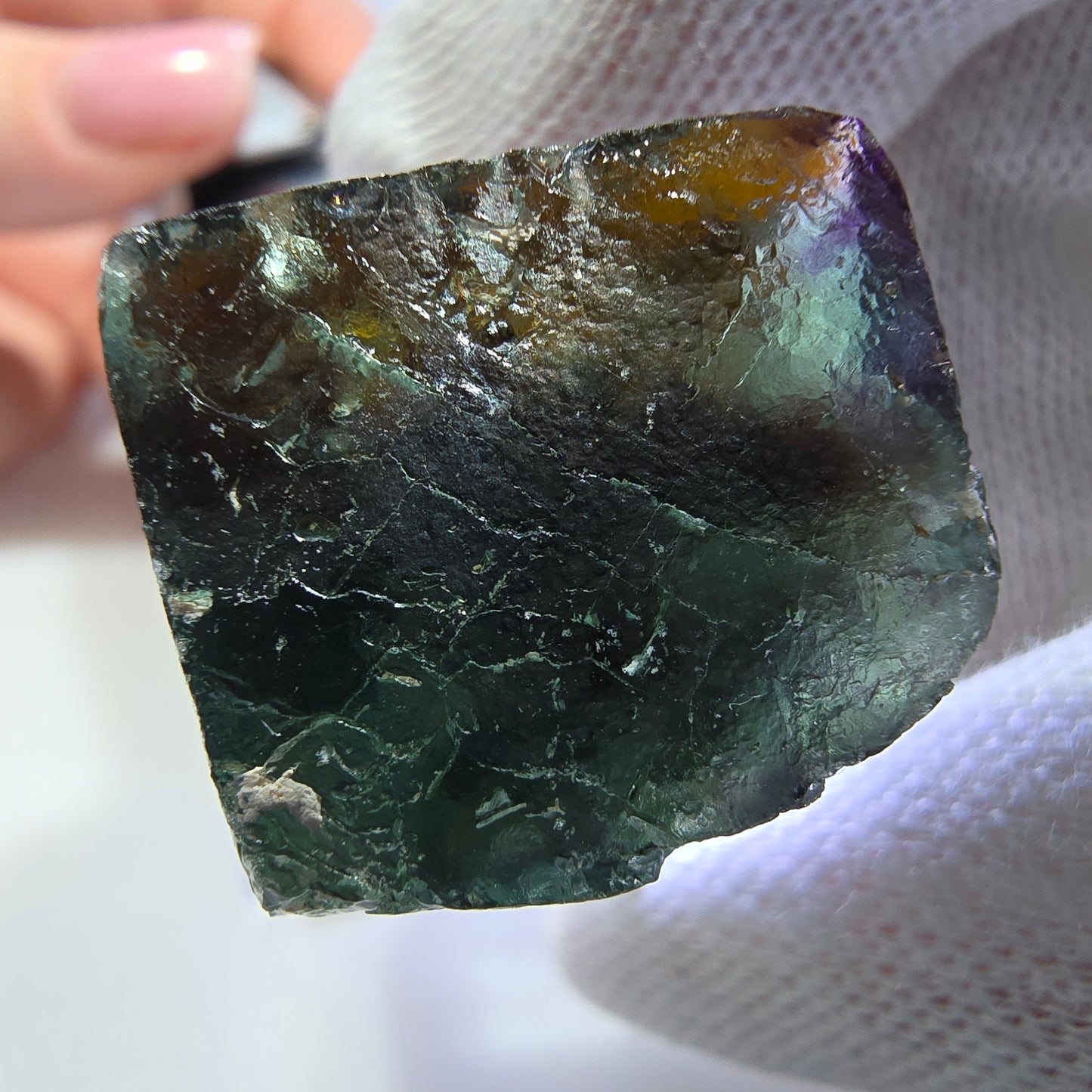 Klare Phantom Fluorit Würfel Stufe zonal grün lila braun Okorusu, Namibia 31*20*19mm