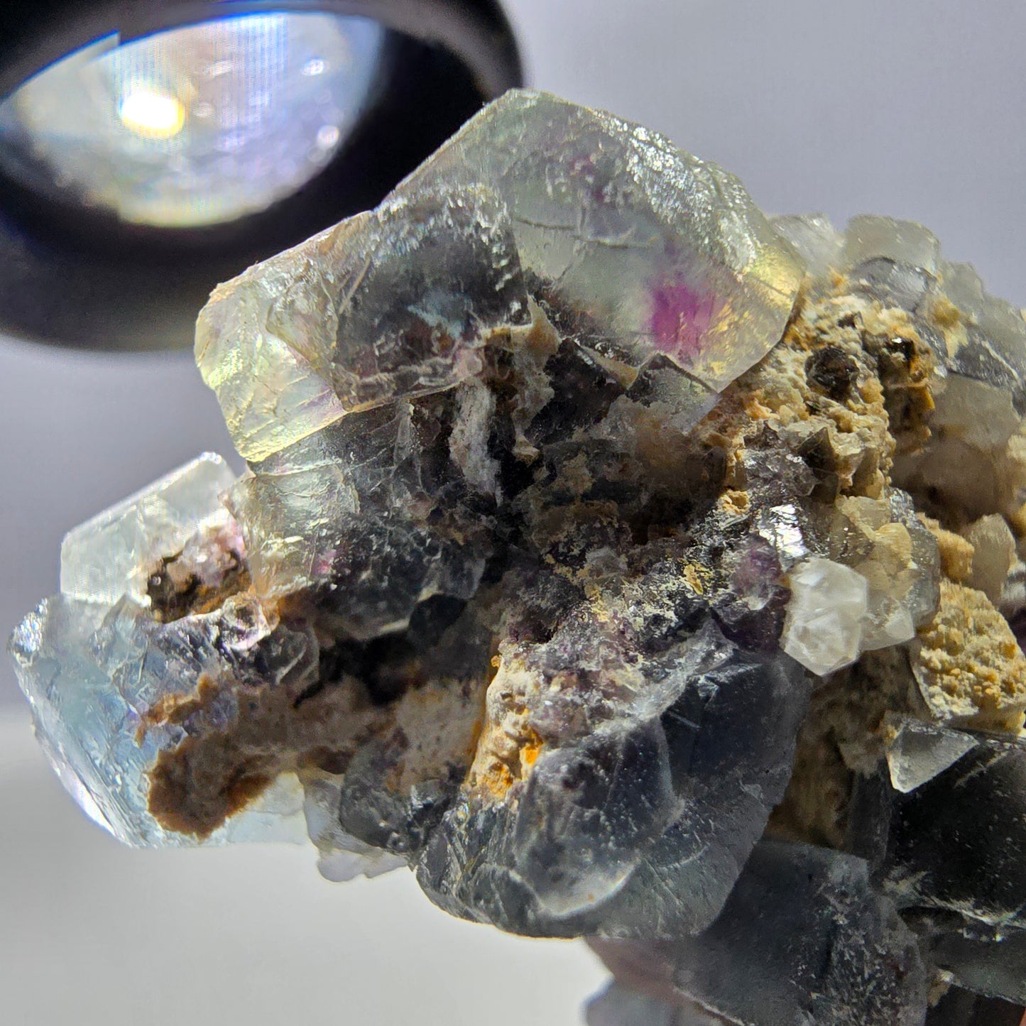Cube de fluorite fantôme, spécimen de quartz vert violet, Okorusu, Namibie, 43 x 32 x 20 mm