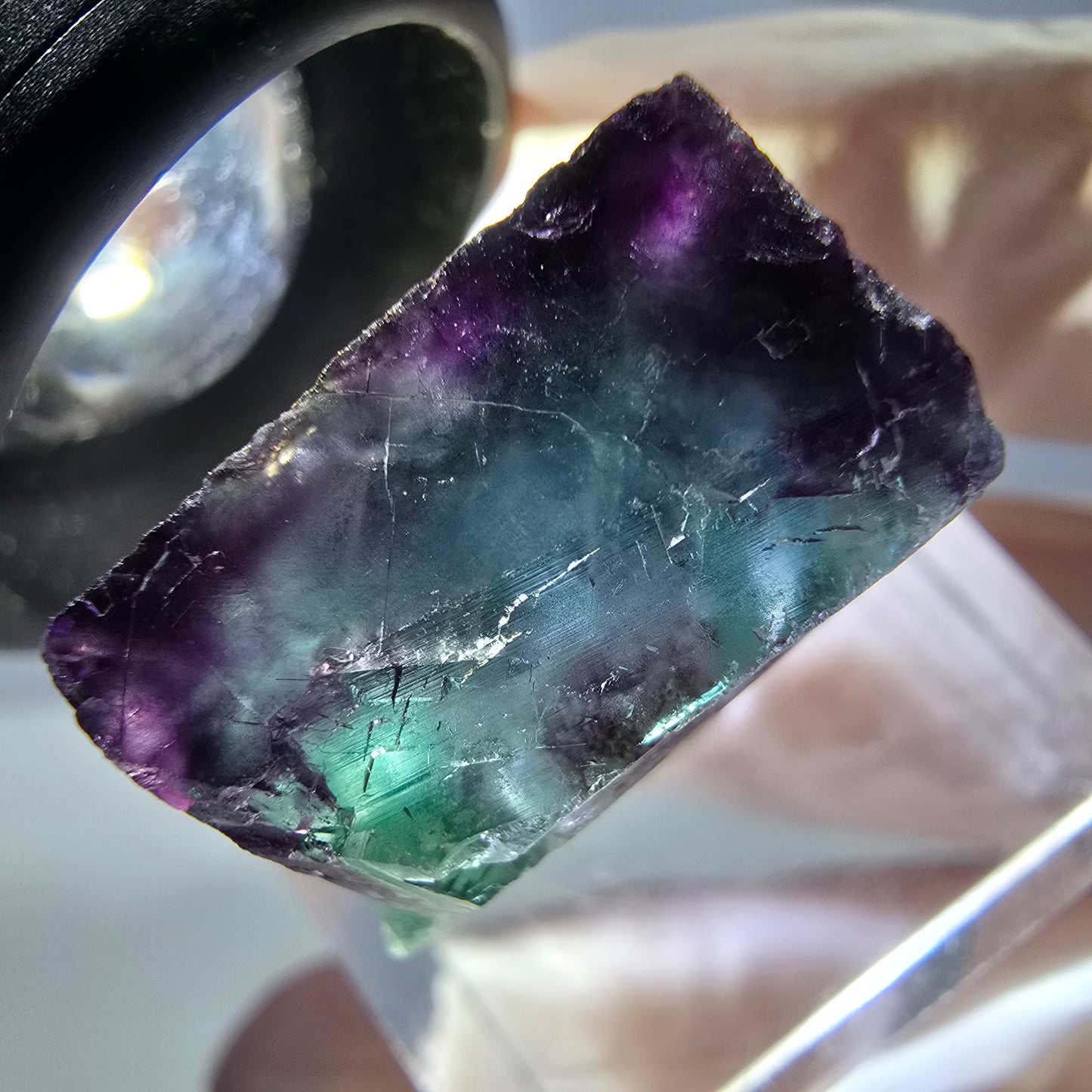 Phantom Fluorite cube parquetted, green purple Okorusu, Namibia 21*19*11mm