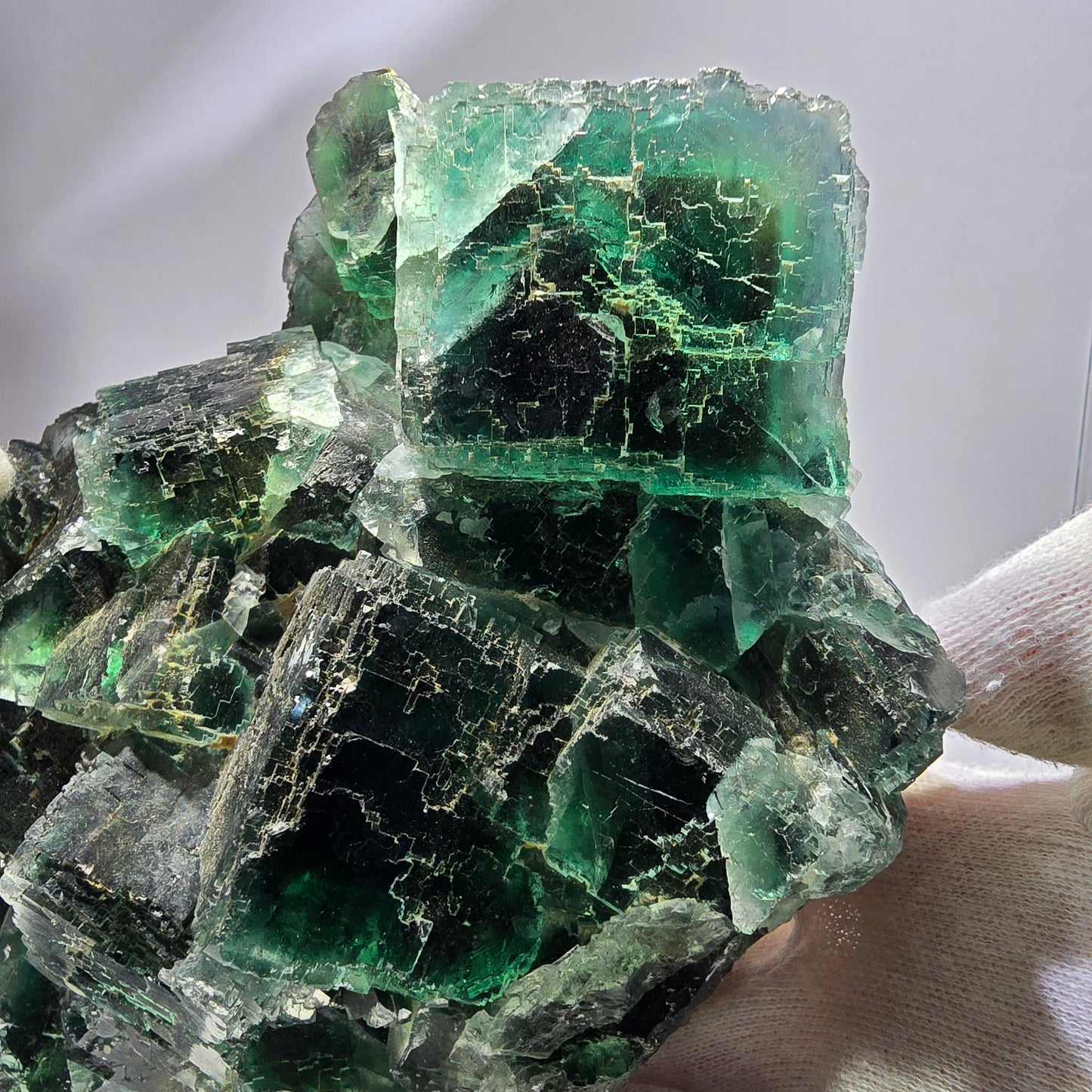 Spécimen de cube de fluorite fantôme XXL, parqueté vert Okorusu, Namibie 150*127*73mm