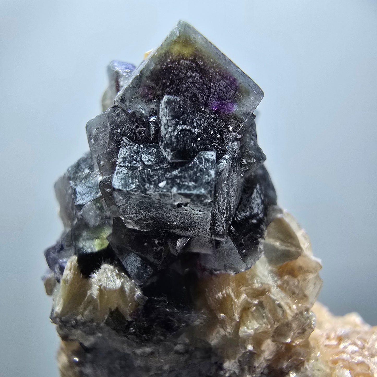 Cubes de fluorite fantôme colorés, spécimen de muscovite, Erongo, Namibie, 49 x 46 x 42 mm