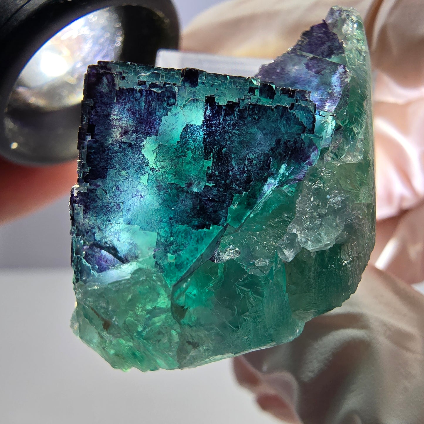 Phantom Fluorit Würfel Stufe grün lila zonal 11:11 Angel Pocket, Namibia 35*28*22mm