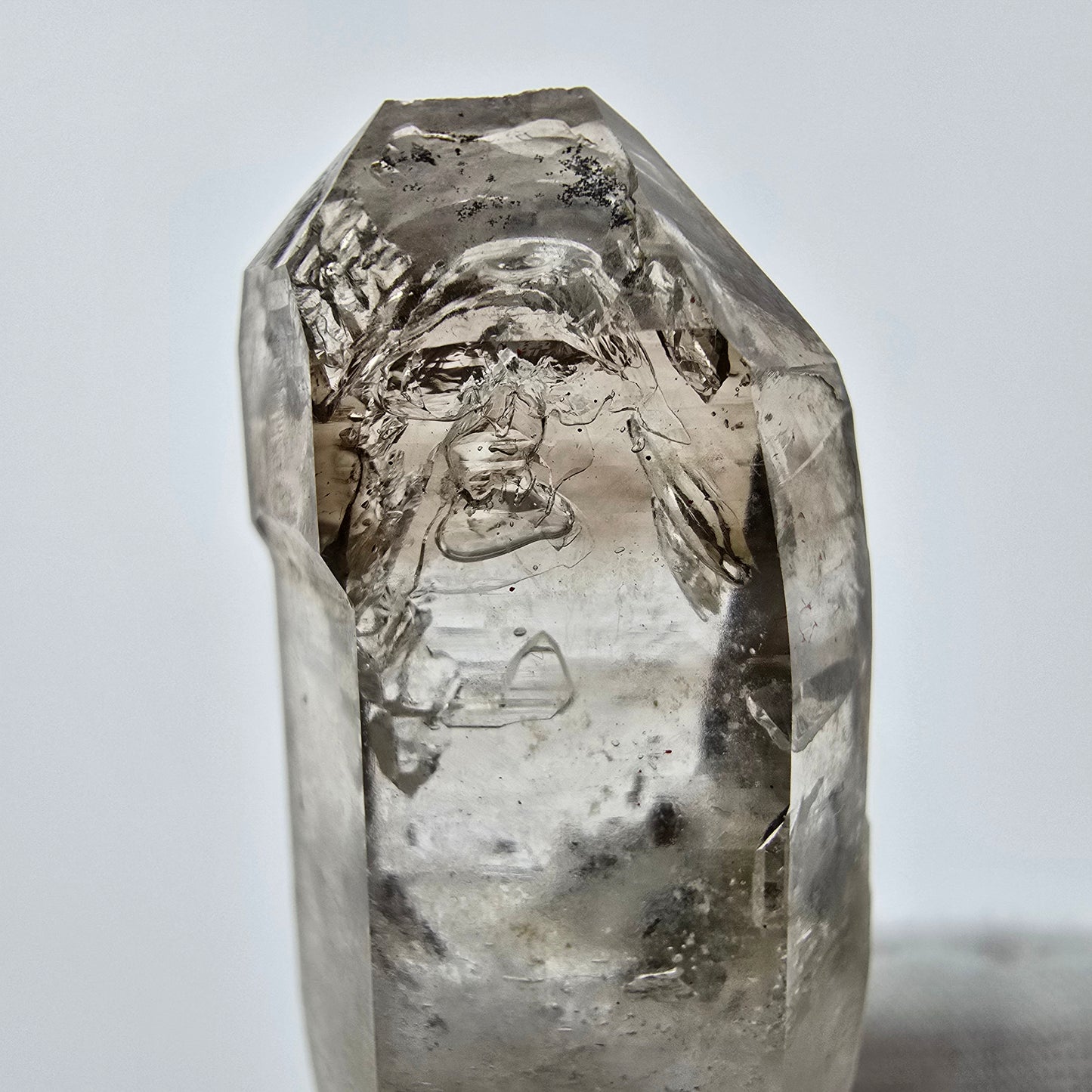 Enhydro Phantom Smoky Quartz Sceptre Tip 1x Bubble Goboboseb, Namibie 46*19*16mm