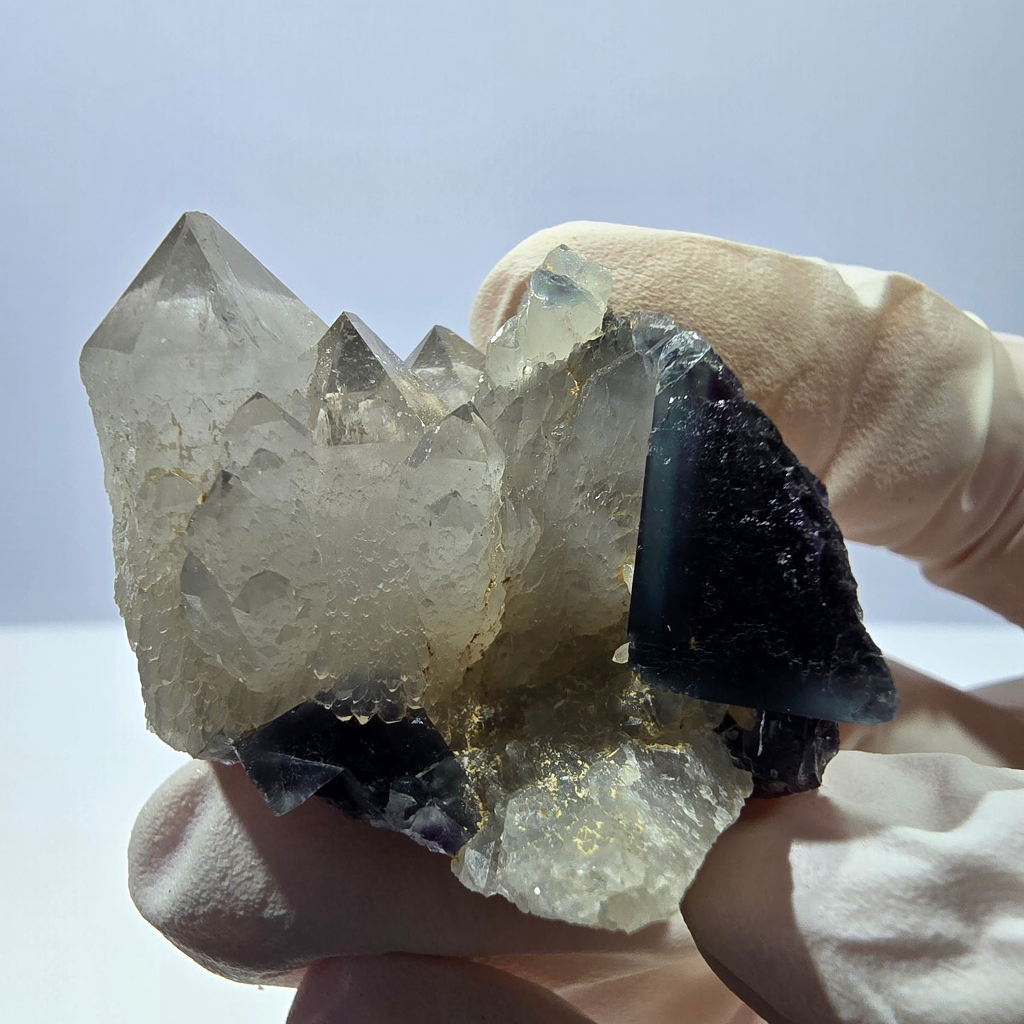 Rare cube de fluorite fantôme, spécimen de quartz bleu violet Okorusu Namibie 35 x 33 x 32 mm