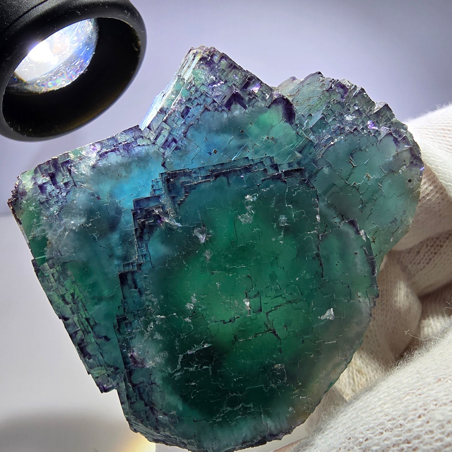 Phantom Fluorit Würfel Stufe parkettiert zonal Okorusu, Namibia 67*60*35mm