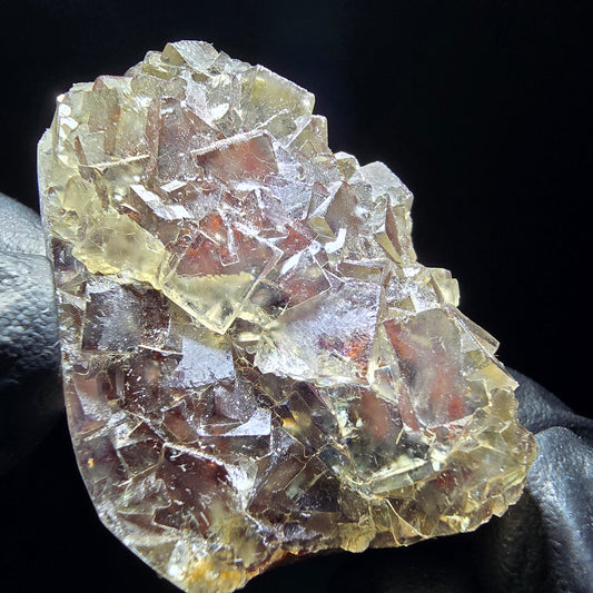Niveau de cube de fluorite fantôme jaune violet Okorusu, collection namibie 44*34*16mm