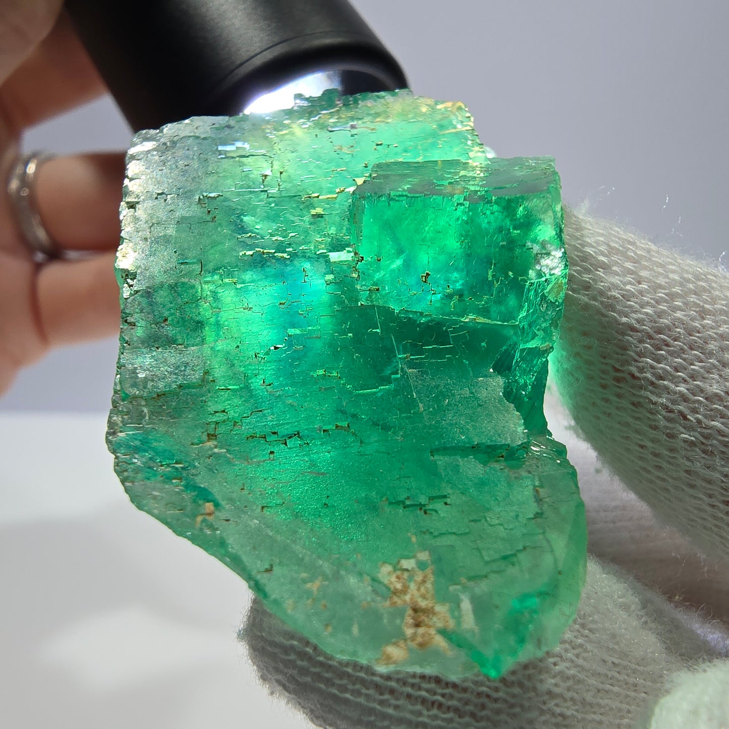 Rare spécimen de cube de fluorite fantôme, parqueté vert Okorusu, Namibie, 55 x 36 x 23 mm