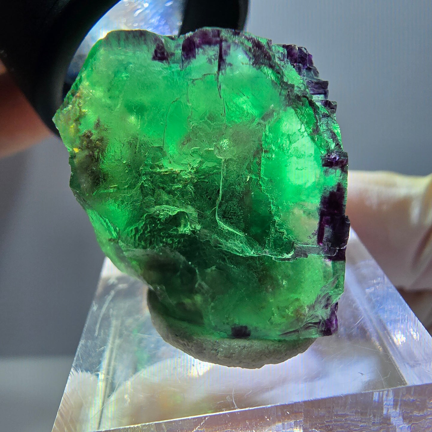 Phantom Fluorit Würfel parkettiert, zonal, grün lila Okorusu, Namibia 31*22*20mm
