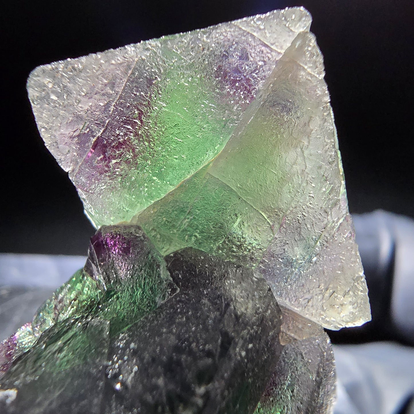 Phantom Fluorit Würfel grün lila blau Stufe Erongo, Namibia 37*36*22mm Sammlung