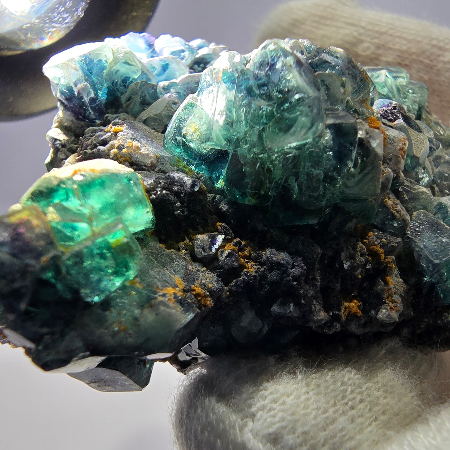 Cube de fluorite fantôme zonal, spécimen de tourmaline Schorl, Erongo, Namibie, 59 x 47 x 23 mm