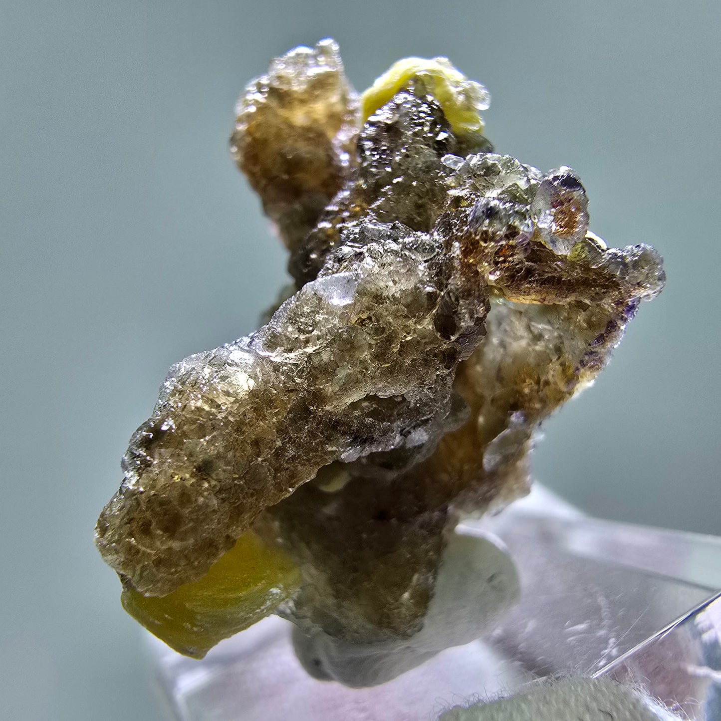 Phantom Fluorit Würfel grün braun, Muskovit Stufe Erongo, Namibia 33*26*19mm