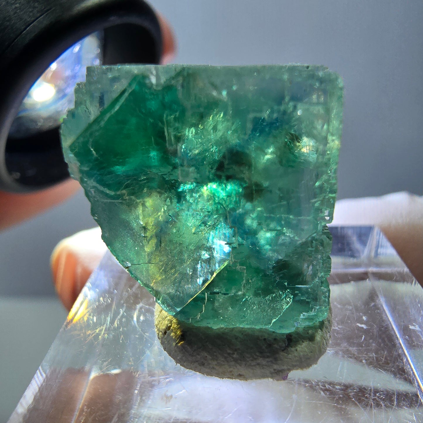 Klarer Phantom Fluorit Würfel parkettiert, grün Okorusu, Namibia 17*17*17mm